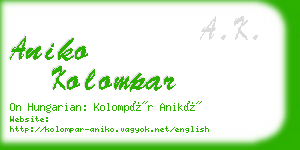 aniko kolompar business card